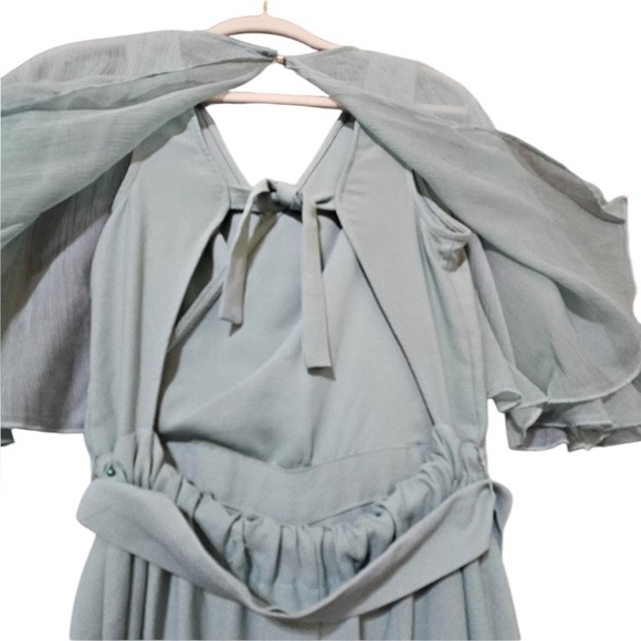 Zara Collection Womens Cutout Back Wide Leg Mint Green Flowy Jumpsuit  Sz. M NWT - Picture 4 of 10